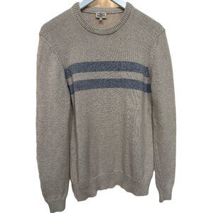 Mens Faherty Sunwashed Crew Sweater in Dune Natural Surf Stripe